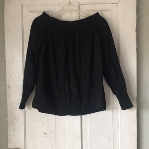 ZARA Black Off -The-Shoulder Smocked Top - L